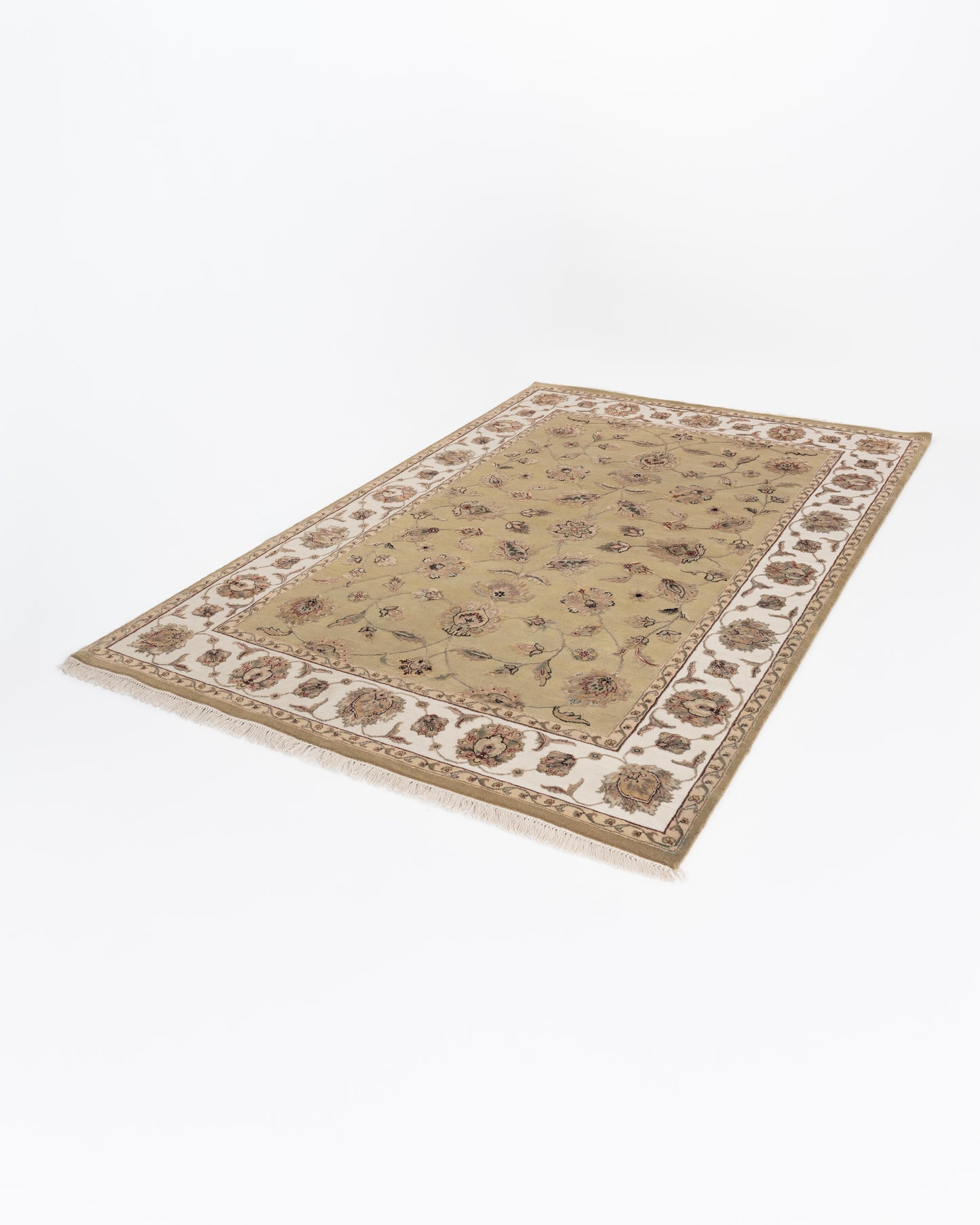 Emperor wool silk carpet - Green Ivory