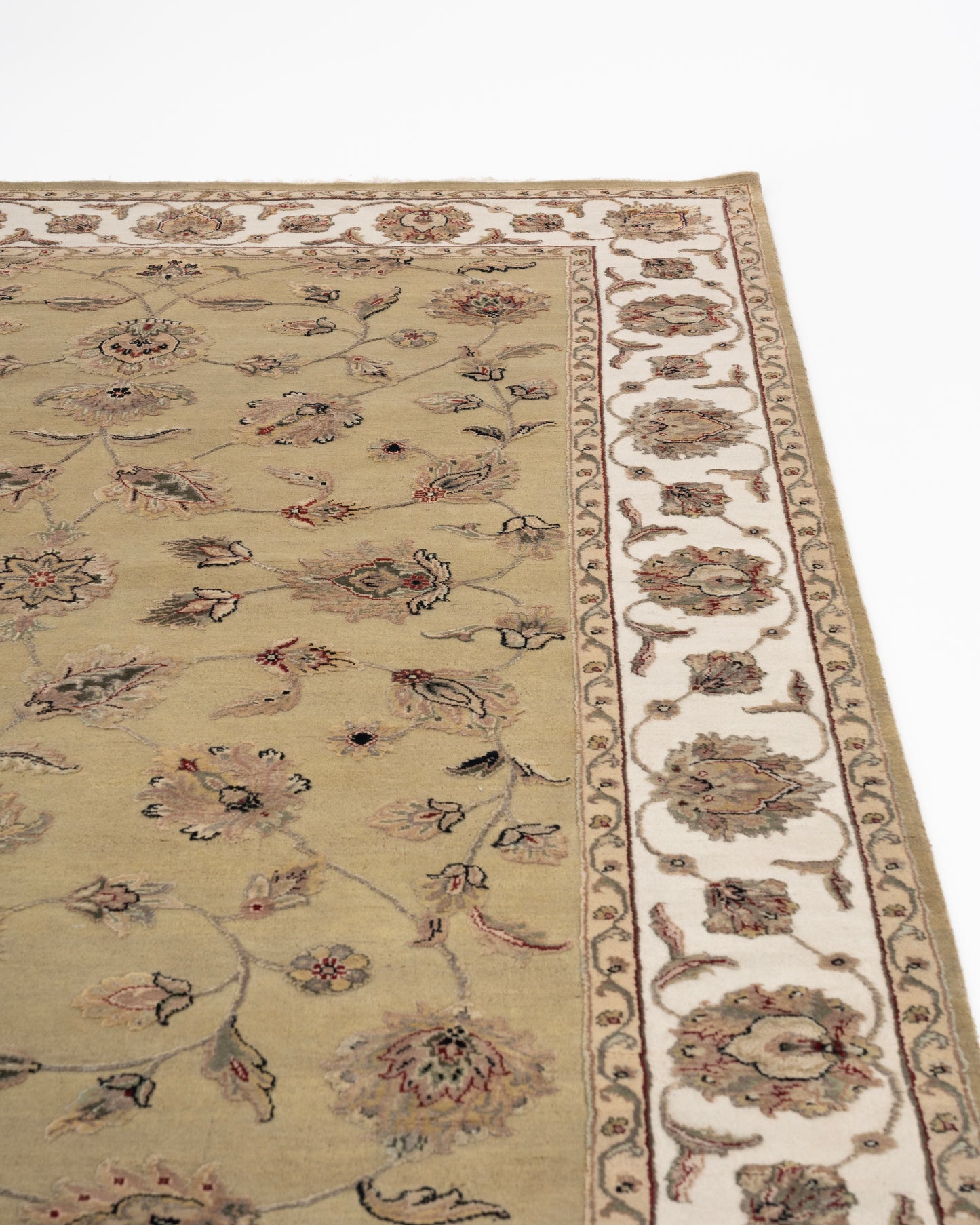 Emperor wool silk carpet - Green Ivory