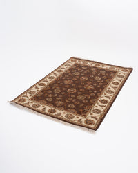 Royal persian wool silk carpet - Brown Ivory