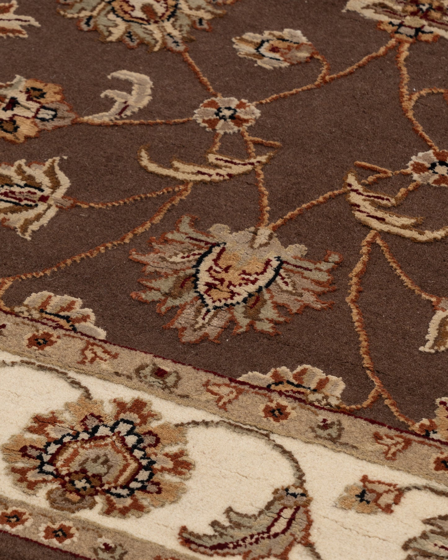 Royal persian wool silk carpet - Brown Ivory