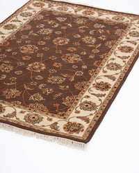 Royal persian wool silk carpet - Brown Ivory