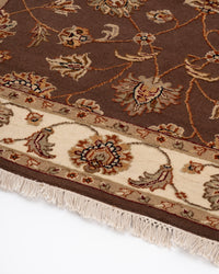 Royal persian wool silk carpet - Brown Ivory