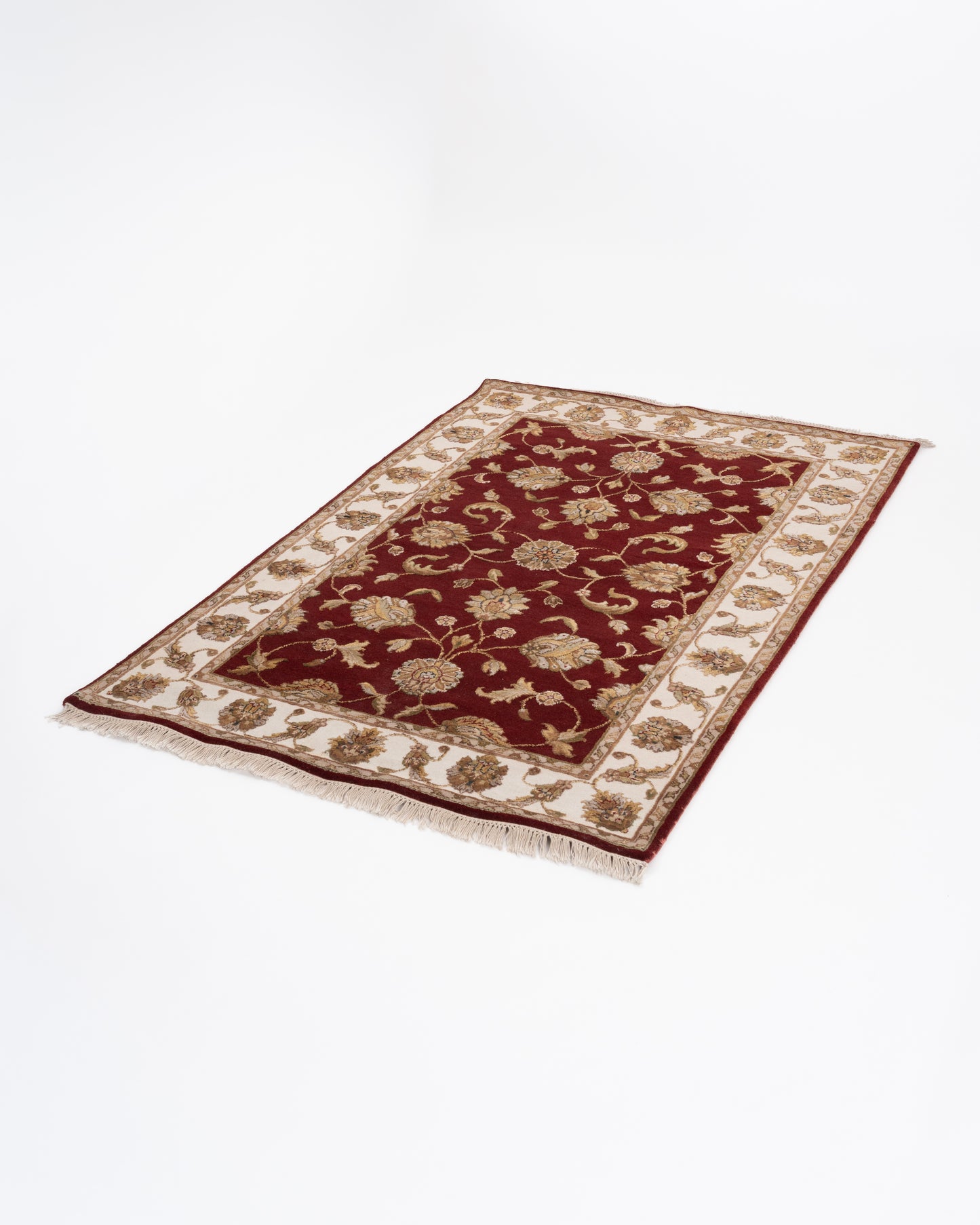 Kashan wool silk carpet - Red Ivory