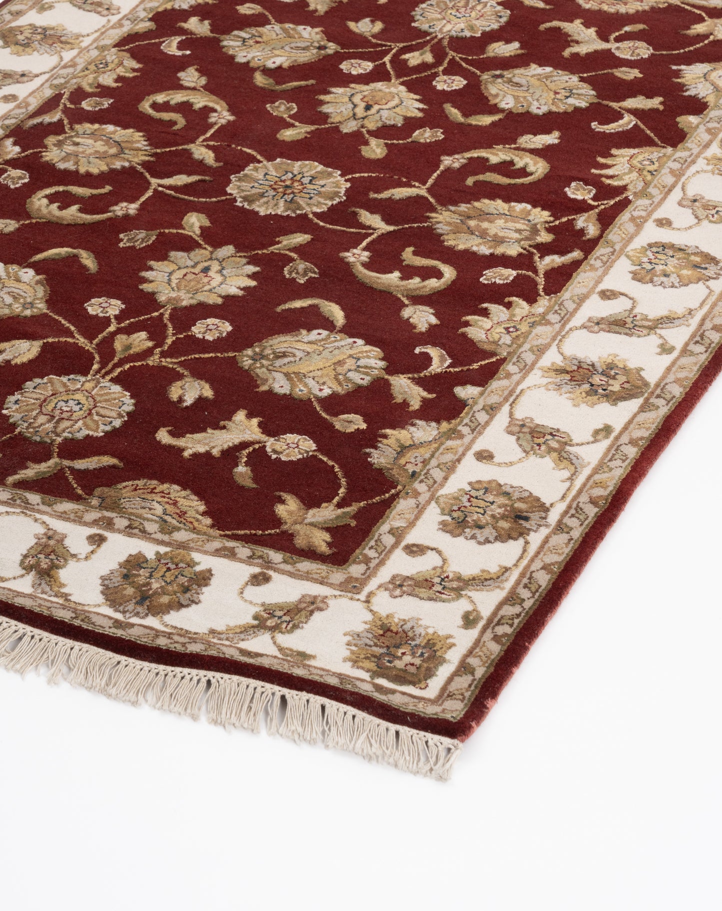 Kashan wool silk carpet - Red Ivory