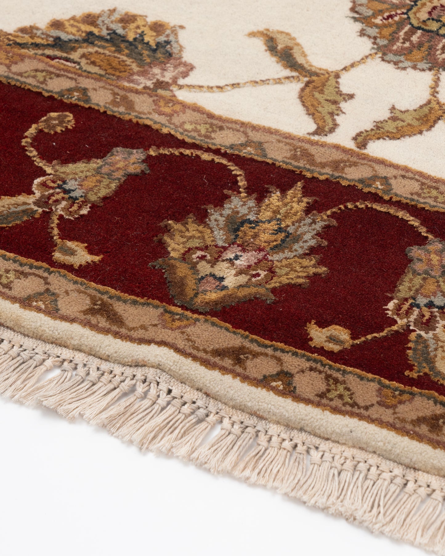 Royal persian wool silk carpet - Ivory Red