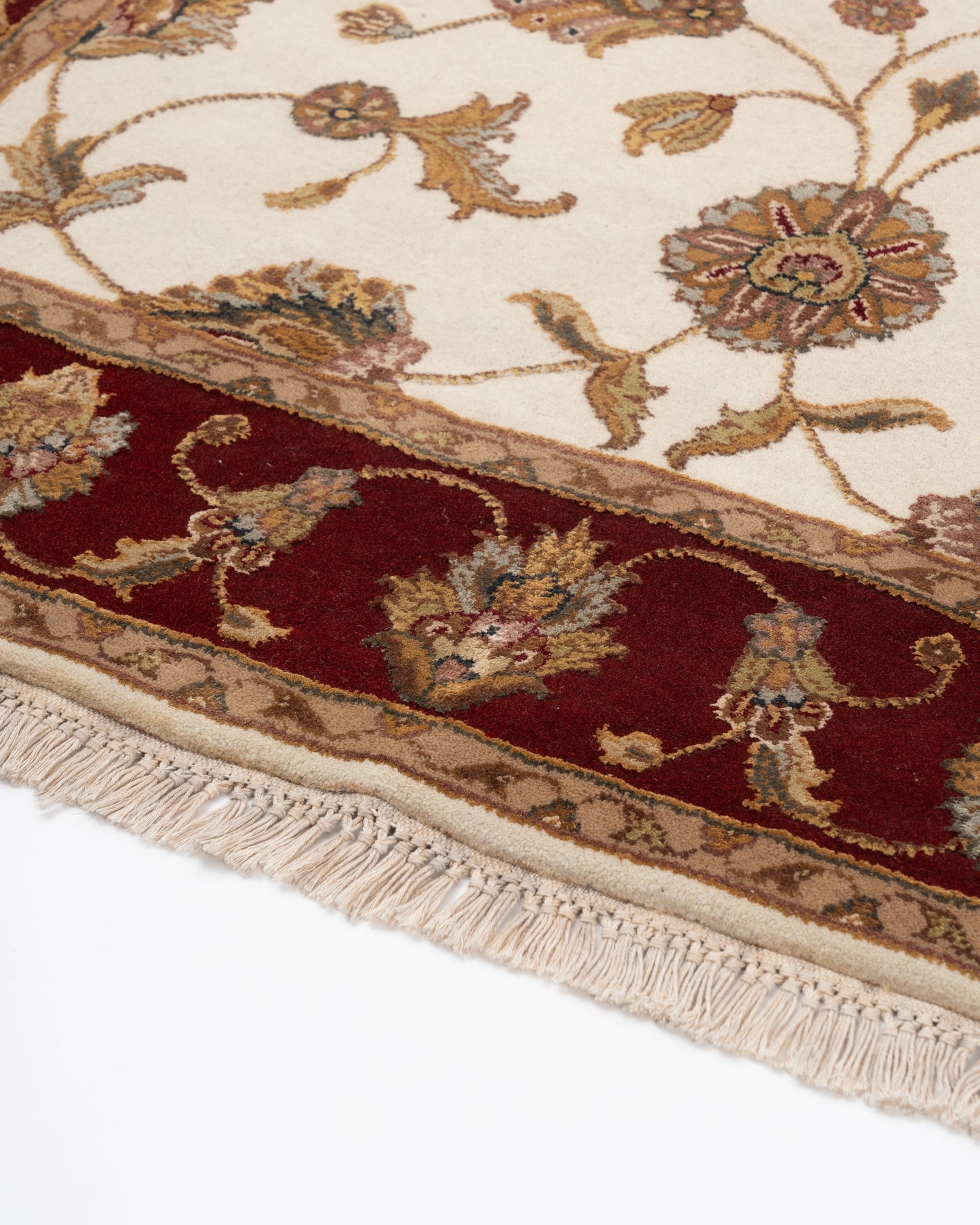 Royal persian wool silk carpet - Ivory Red
