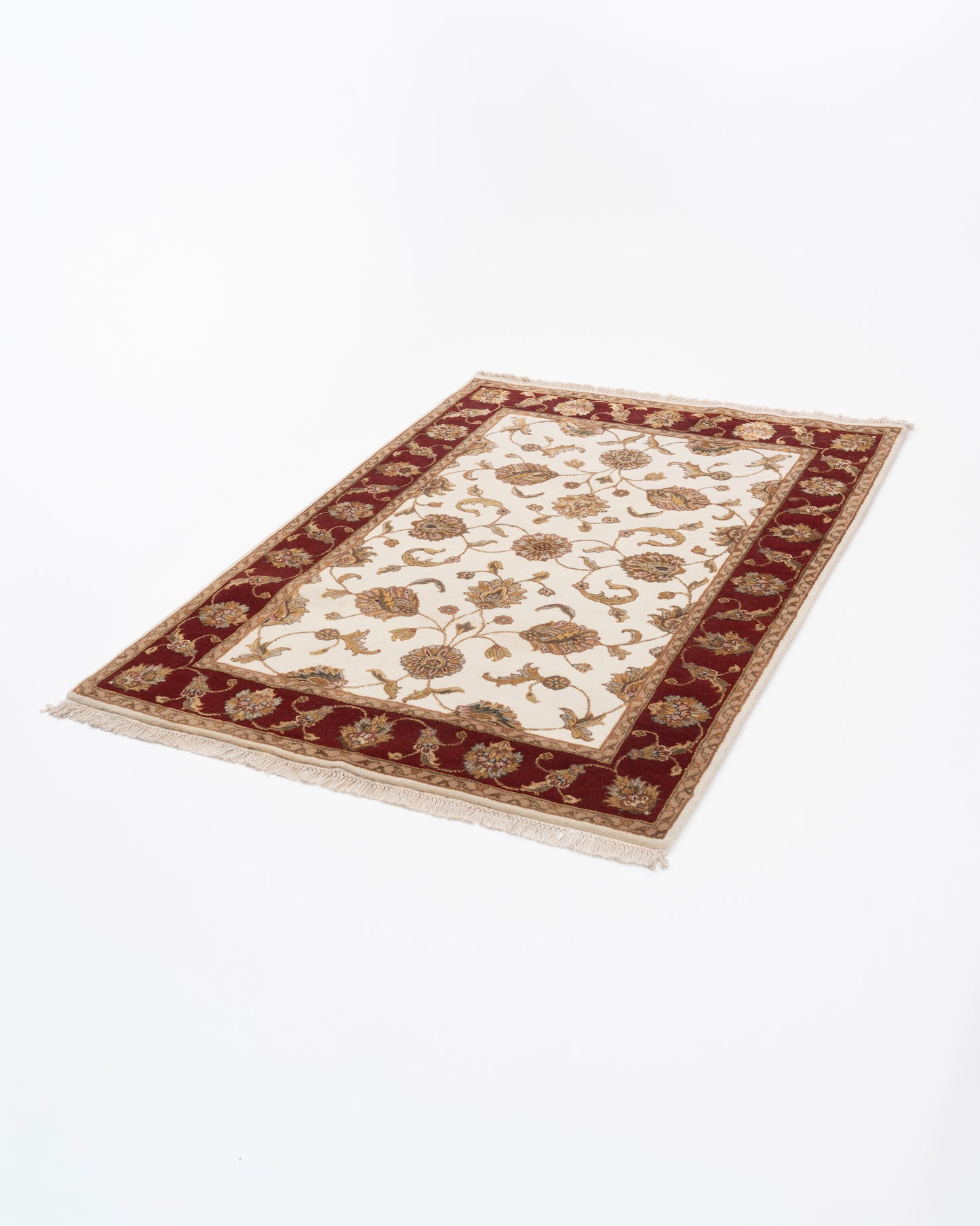 Royal persian wool silk carpet - Ivory Red