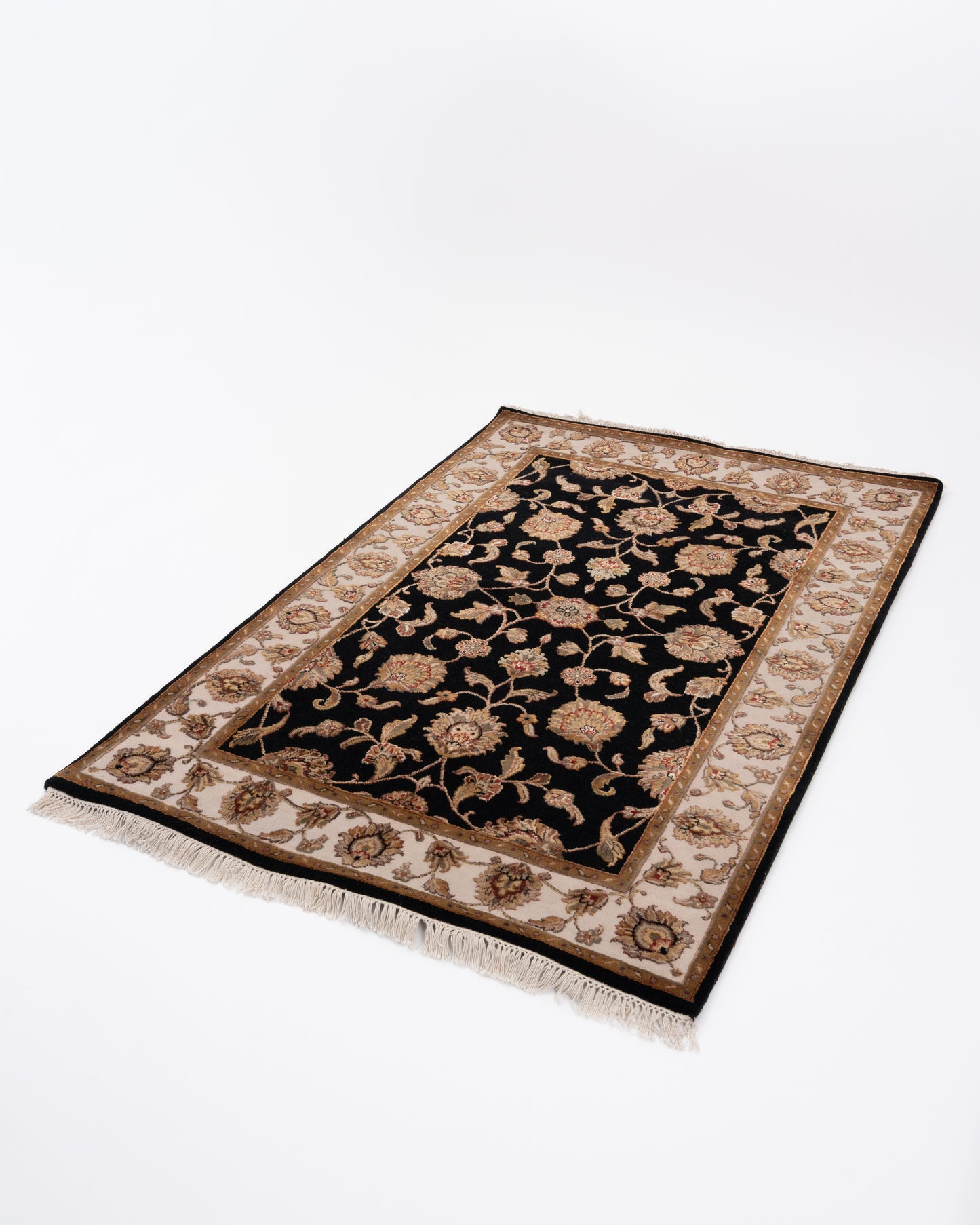 Kashan wool silk carpet - Black Ivory