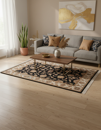 Kashan wool silk carpet - Black Ivory