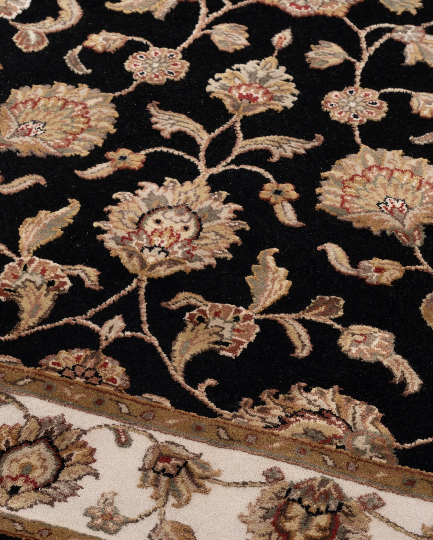 Kashan wool silk carpet - Black Ivory