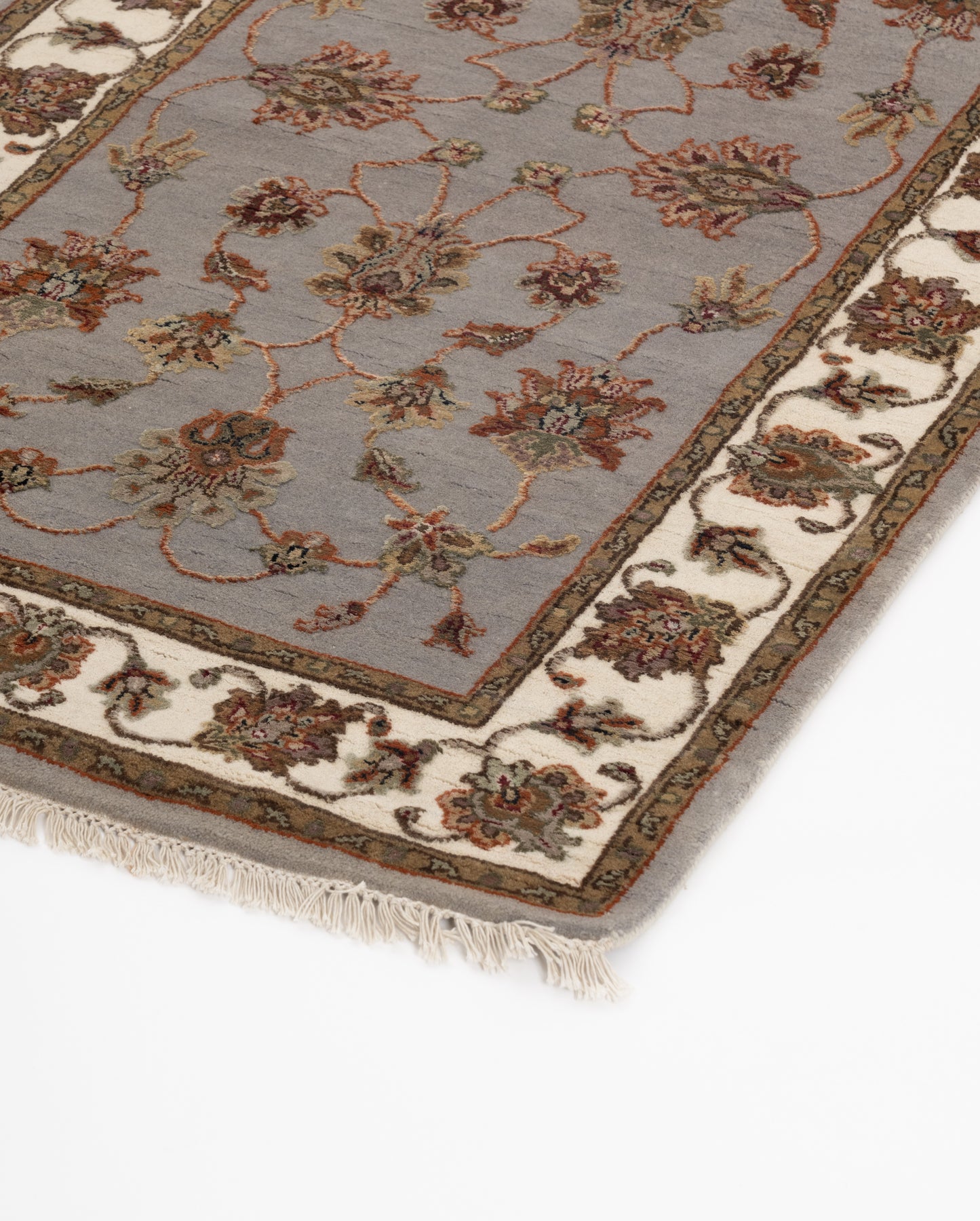 Persian dawn wool silk carpet - Grey Ivory