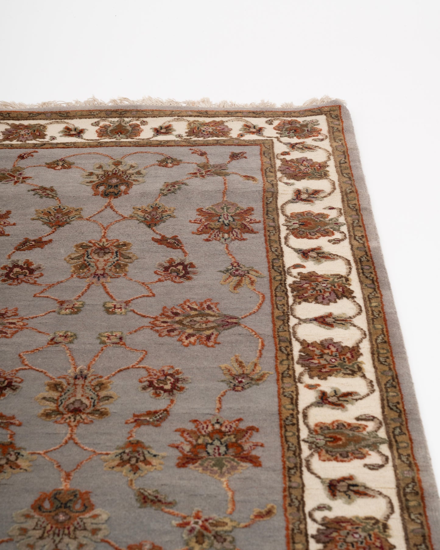 Persian dawn wool silk carpet - Grey Ivory