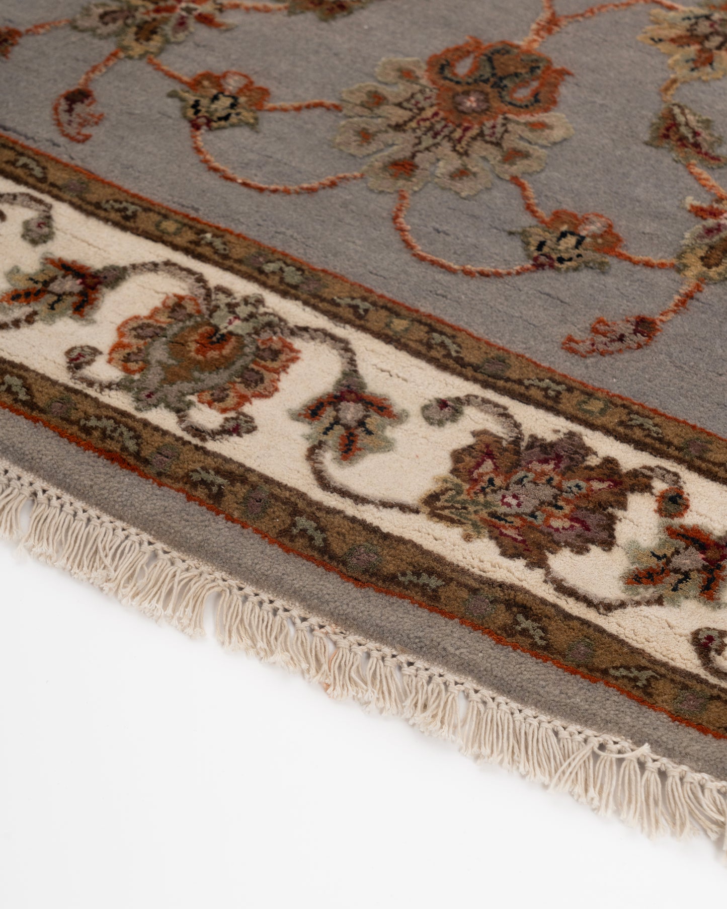 Persian dawn wool silk carpet - Grey Ivory