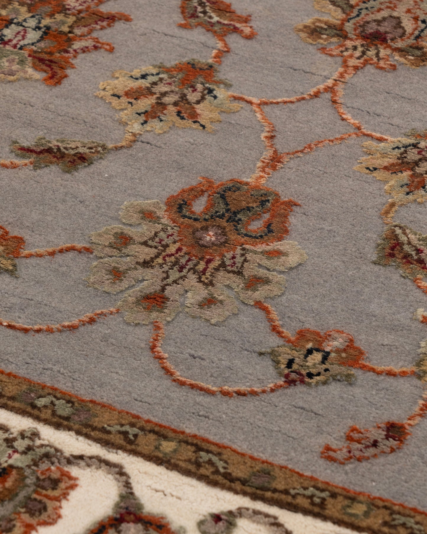 Persian dawn wool silk carpet - Grey Ivory
