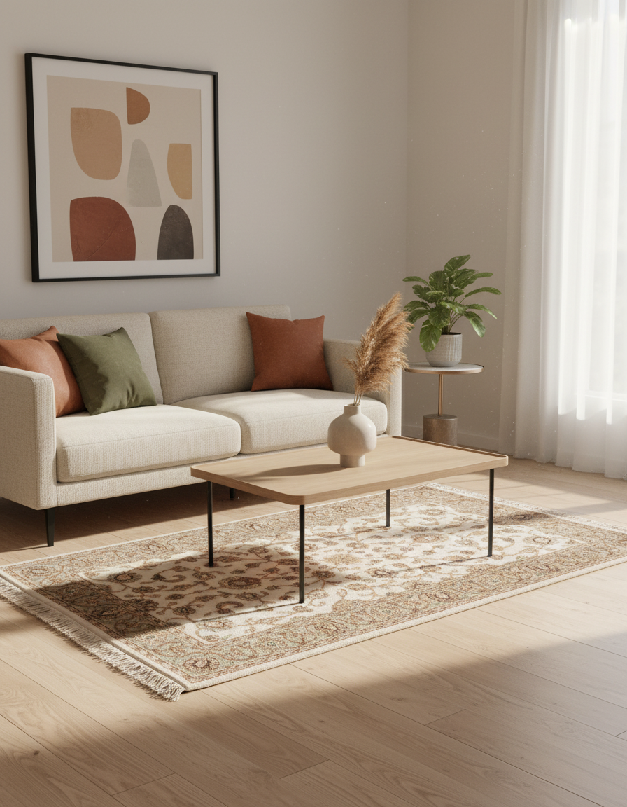 Kashan wool silk carpet - Ivory Green