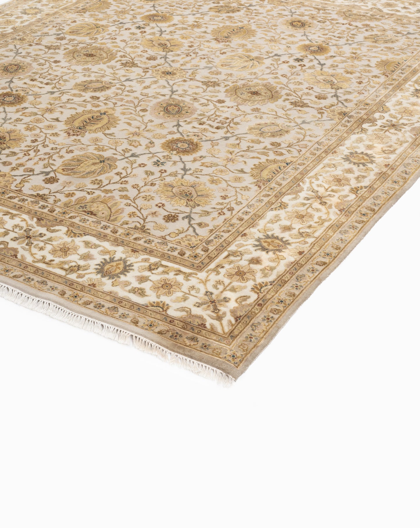 Regal elegance wool silk carpet - Blue Ivory