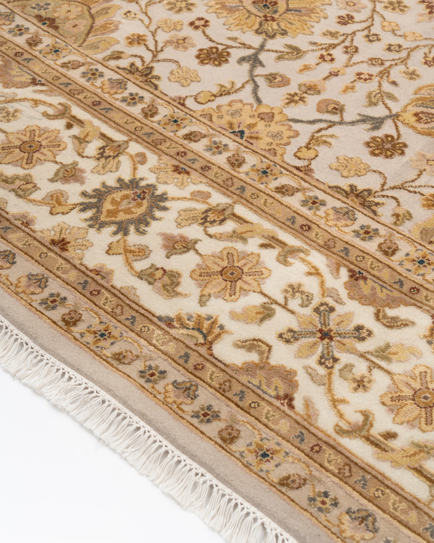 Regal elegance wool silk carpet - Blue Ivory