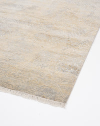 Abstract Modern Wool Silk Carpet - Grey Ivory