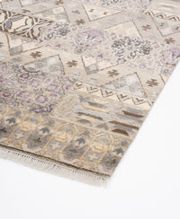 Abstract Modern Wool Silk Carpet - Purple Grey