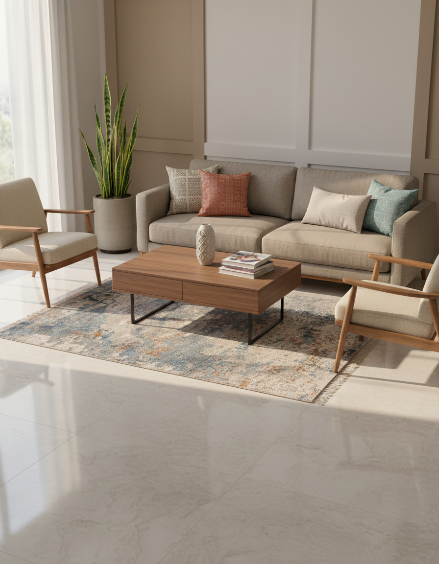 Abstract Modern Wool Silk Carpet - Dark & Light Grey