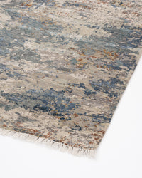 Abstract Modern Wool Silk Carpet - Dark & Light Grey