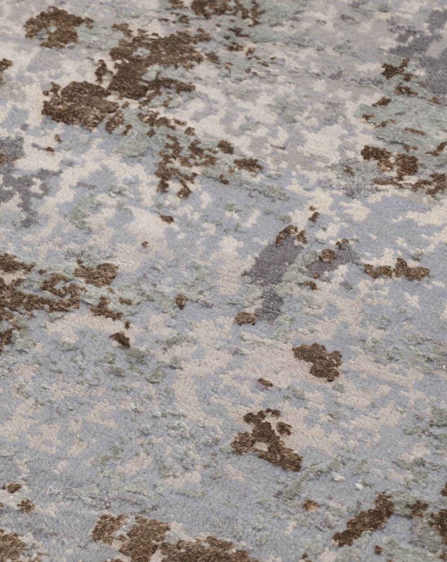 Abstract Modern Wool Silk Carpet - Grey Beige