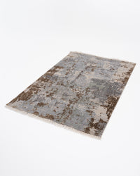 Abstract Modern Wool Silk Carpet - Grey Beige