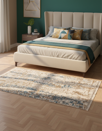 Abstract Modern Wool Silk Carpet - Brown Beige