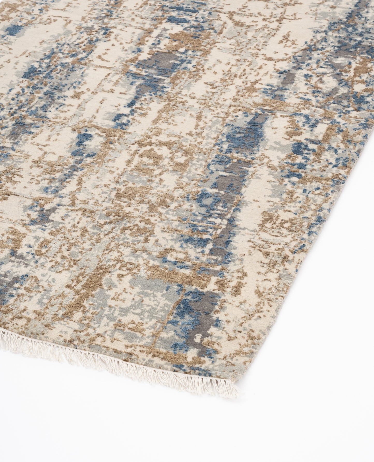 Abstract Modern Wool Silk Carpet - Brown Beige