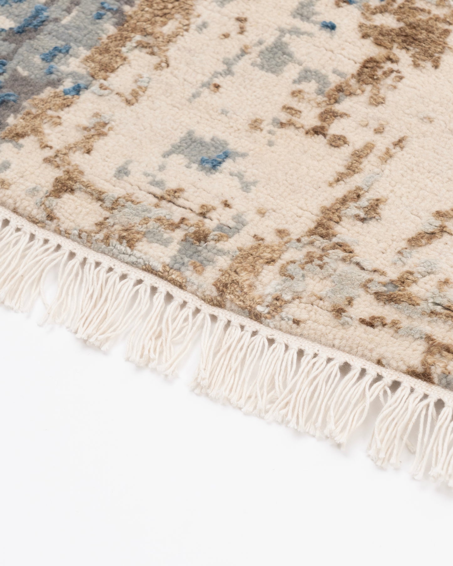 Abstract Modern Wool Silk Carpet - Brown Beige