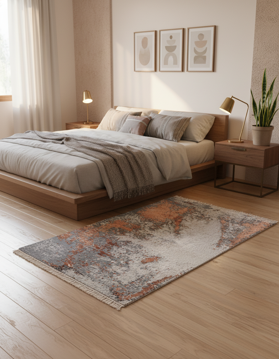 Abstract Modern Wool Silk Carpet