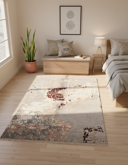 Abstract Modern Wool Viscos Carpet