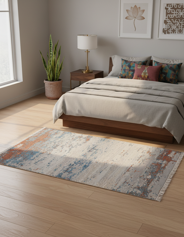 Abstract Modern Luxury Hand Knotted Wool & Botanical Silk Carpet