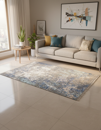 Abstract Modern Wool Viscos Carpet