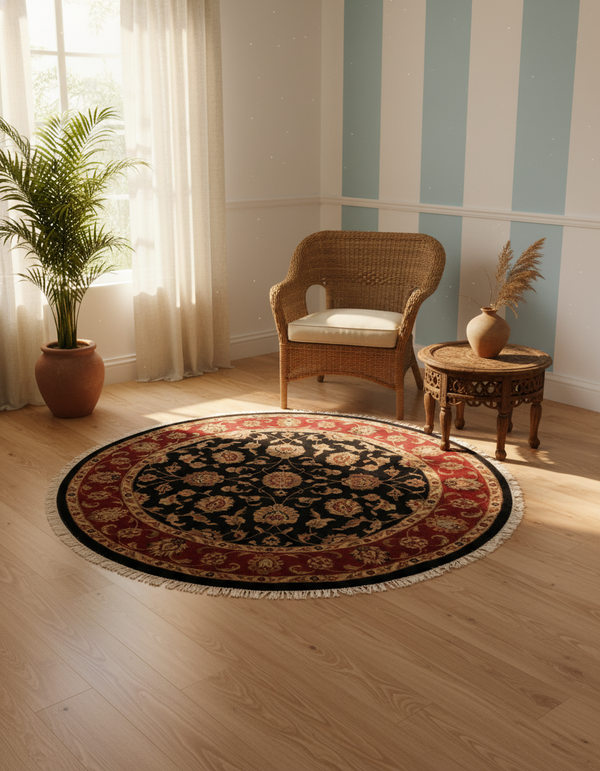 Persian Luxury Hand Knotted Wool Floral Border Carpet