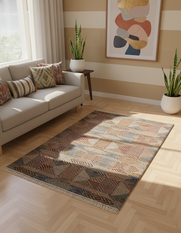 Kilim Luxury Hand Knotted Wool Geometric Carpet