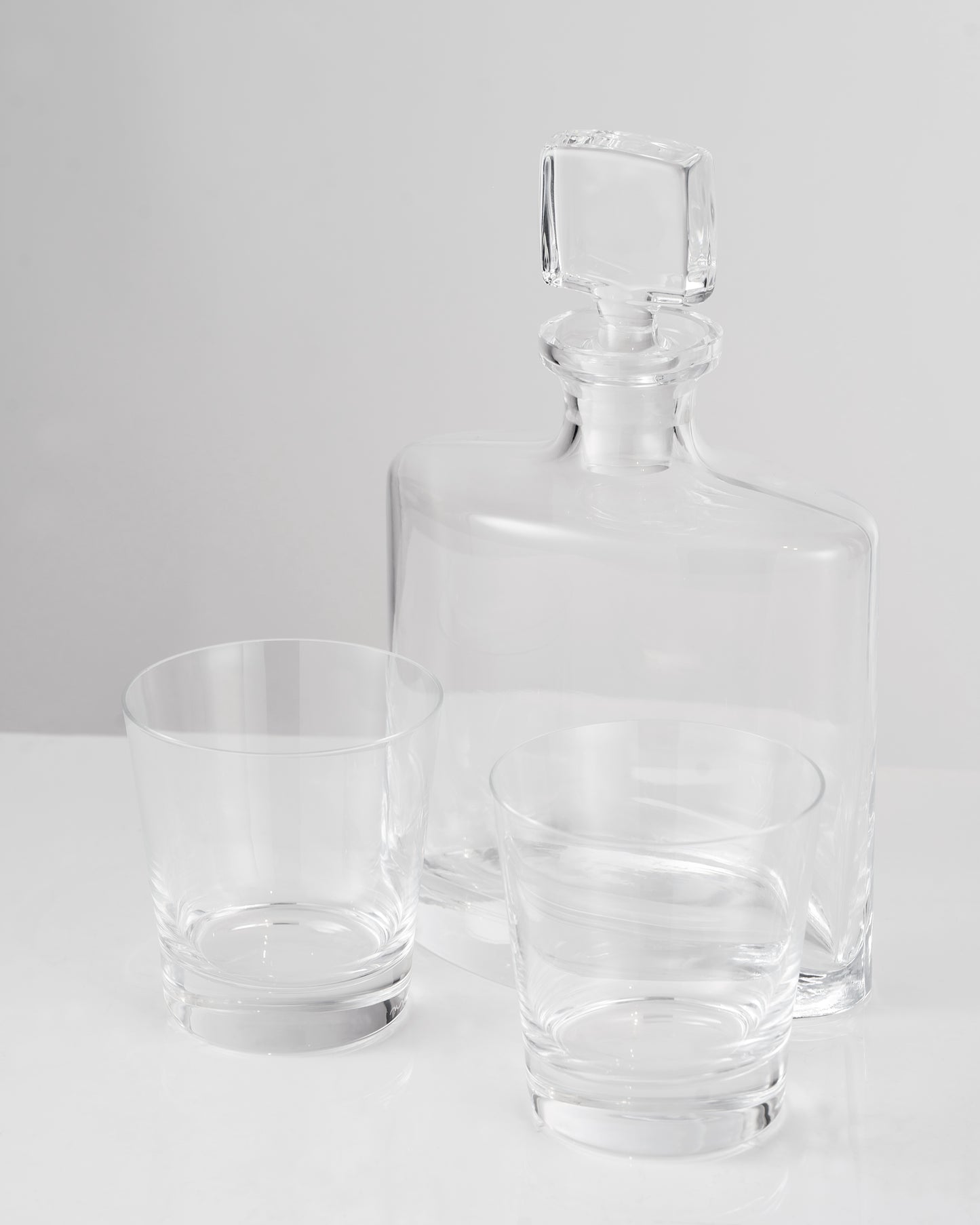 Square & Rocks Tumbler Set – Whisky Bottle & 2 Tumblers