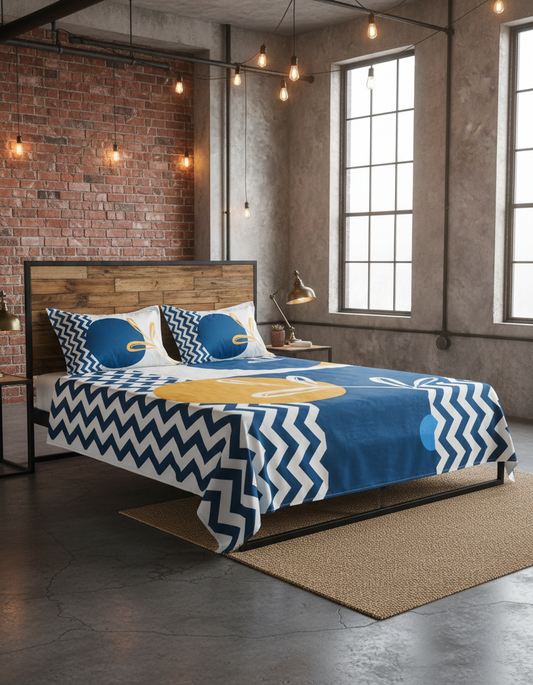 Athenas – Geometric 100% Cotton 400 TC Digital Print Bedsheet - (D7)
