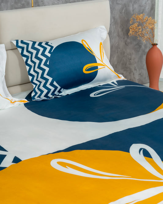 Athenas - Geometric 100% Cotton 400 TC Digital Print Bedsheet Set