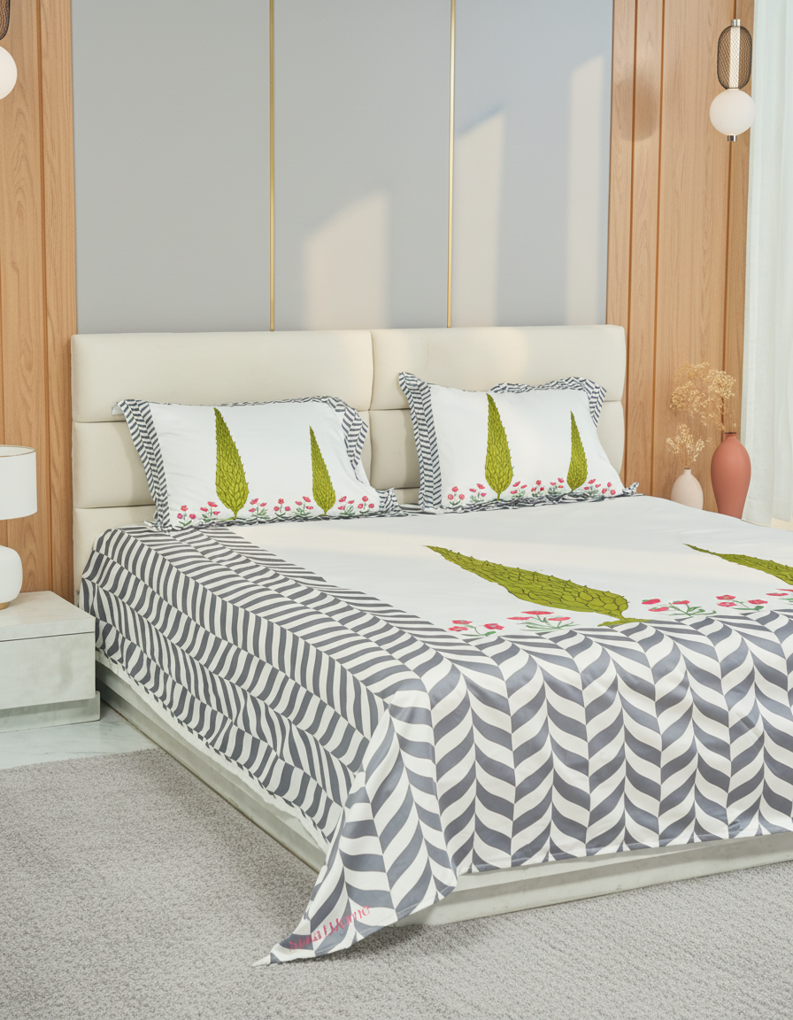 Elysian – 600 TC Printed Bedsheet (D6)