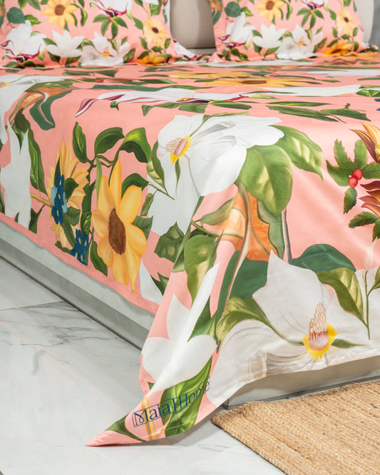 Elysian - Botanical Lush 100% Cotton 600 TC Digital Print Bedsheet Set