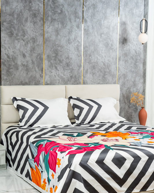 Elysian - Geometric Diamond 100% Cotton 600 TC Digital Print Bedsheet Set