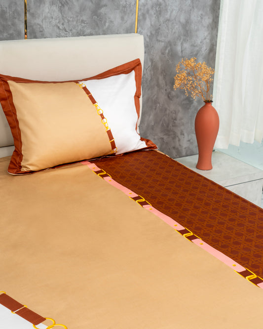Elysian - Belt & Buckle 100% Cotton 600 TC Digital Print Bedsheet Set