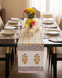 Titiksa 100% Premium Cotton Hand Block Print Table Runner Set