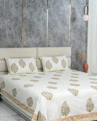 Emerald – Handblock Print Bed Sheet Set (D2)
