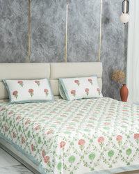 Emerald – Handblock Print Bed Sheet Set (D3)
