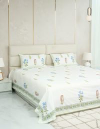 Emerald – Handblock Print Bed Sheet Set (D4)