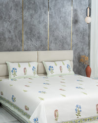 Emerald – Handblock Print Bed Sheet Set (D4)