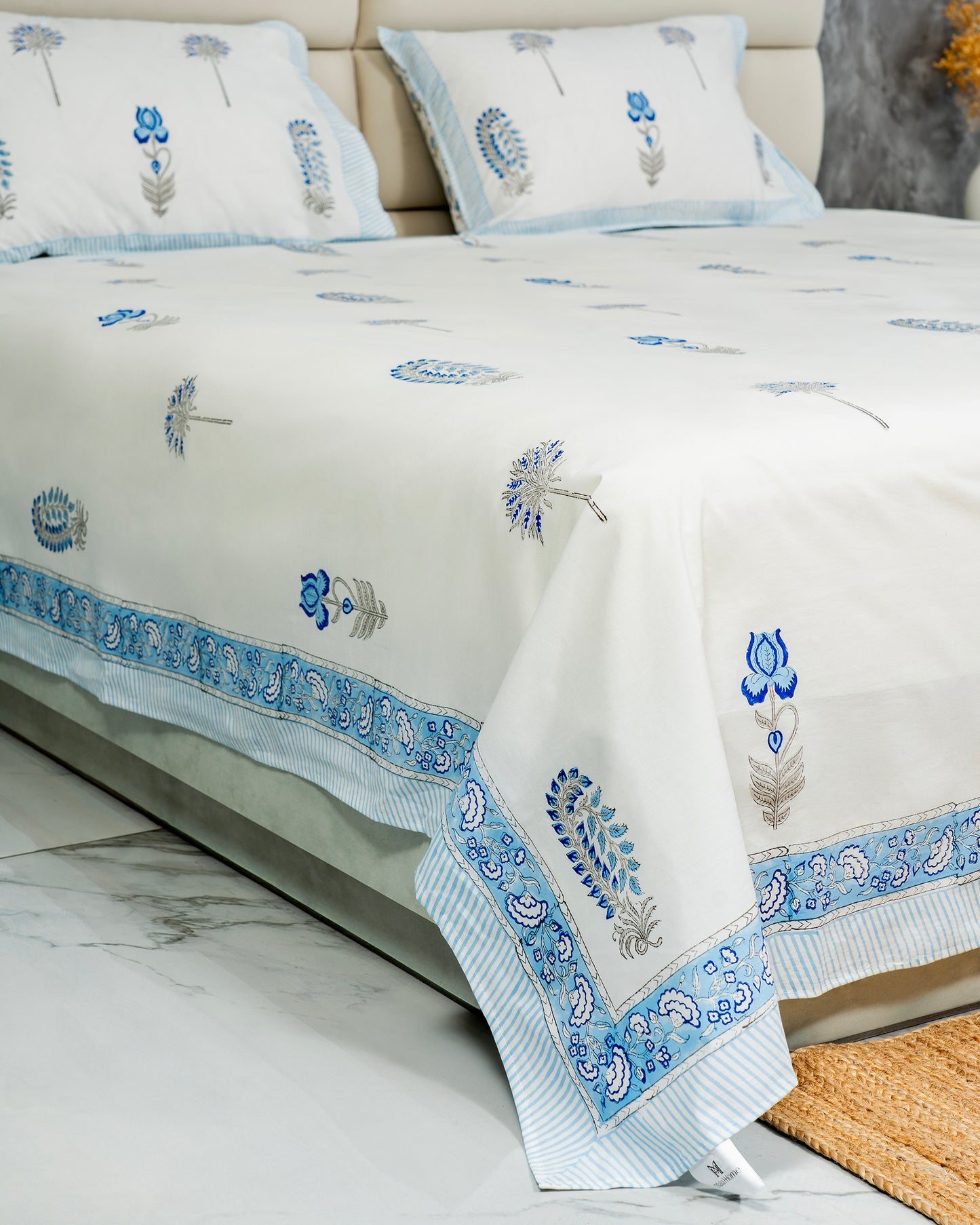 Emerald – Handblock Print Bed Sheet Set (D5)