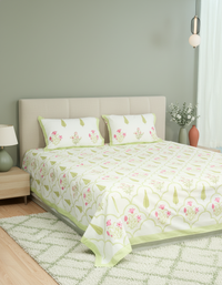 Emerald – Handblock Print Bed Sheet Set (D6)